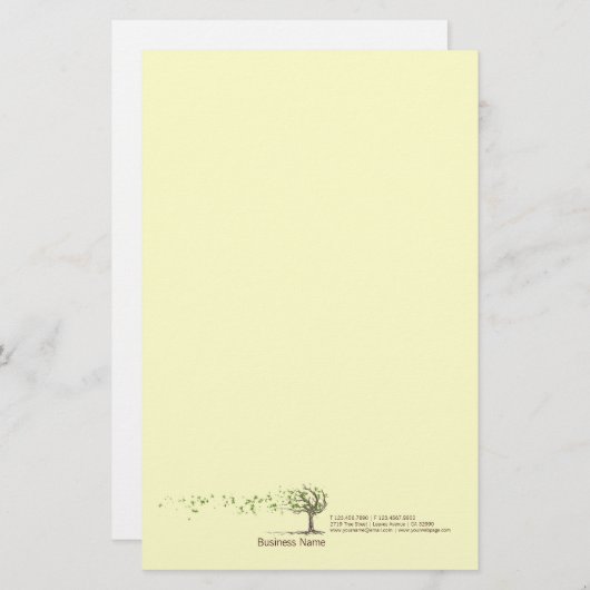 Zen-Wind-Baum mit Blätter-gelbem Briefpapier (Vorne/Hinten)