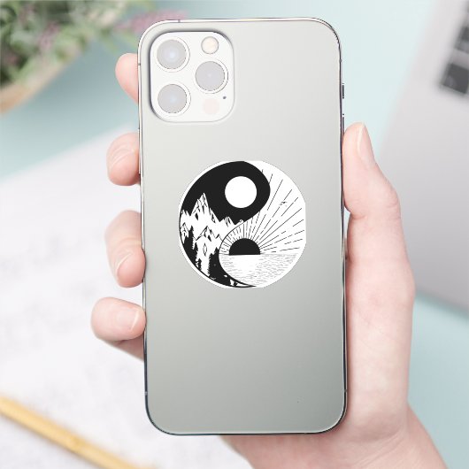 Zen Yin Yang Schwarz-weiß Aufkleber (Telefon)