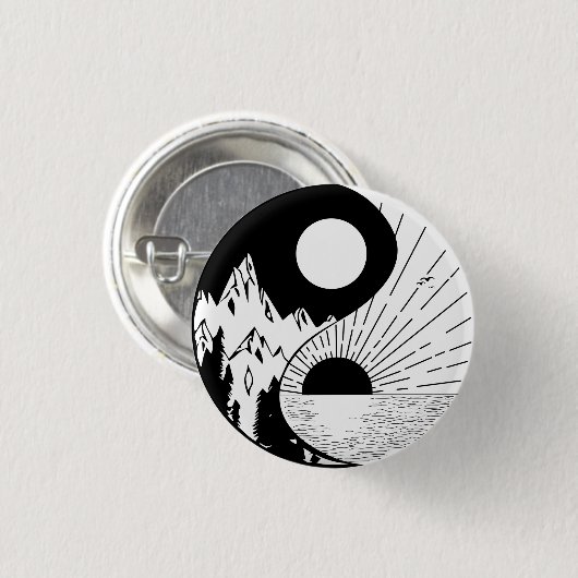 Zen Yin Yang Schwarz-weiß Button (Vorne & Hinten)