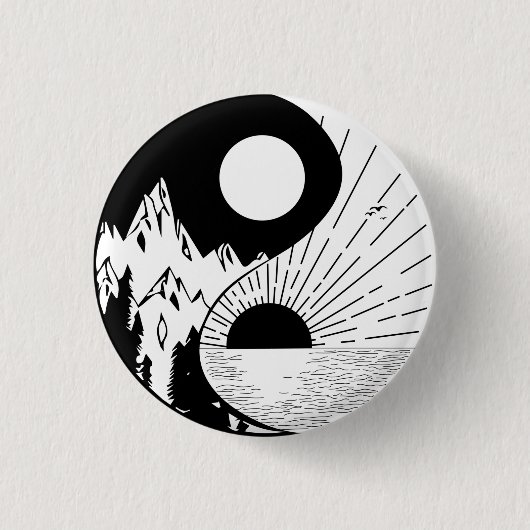 Zen Yin Yang Schwarz-weiß Button (Vorderseite)