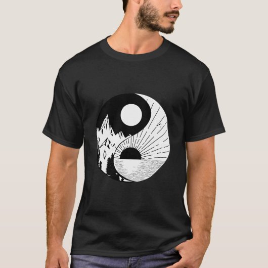 Zen Yin Yang Schwarz-weiß T-Shirt (Vorderseite)