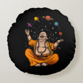 Zen Yoga Buddha Juggling Space Planets Meditation Rundes Kissen (Vorderseite)