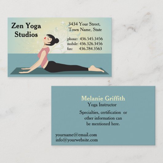 Zen Yoga - Instruktor oder Trainer Visitenkarte (Vorne/Hinten)