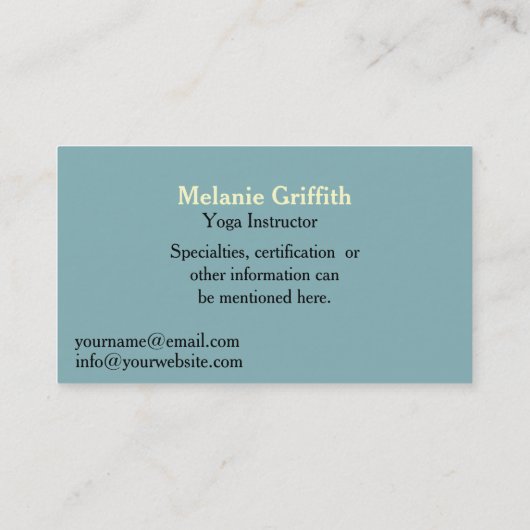 Zen Yoga - Instruktor oder Trainer Visitenkarte (Rückseite)