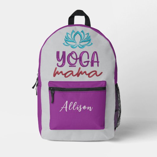 Zen Yoga Lotus Blume "Yoga Mama" Zitat individuell Bedruckter Rucksack (Vorderseite)