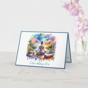 Zen Yoga Meditation in der Natur Pastell Aquarell Karte