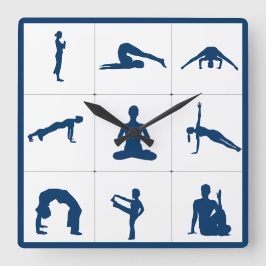 Zen-Yoga-Meditation Quadratische Wanduhr (Vorderseite)