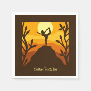 Zen Yoga Pose Berg Sunrise Personalisiert Serviette