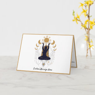 Zen Yoga Pose Gold Sonne Mond Design Grußkarte Karte