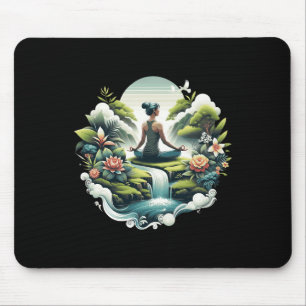 Zen Yoga Wasserfall Friedliche Meditation Wellness Mousepad