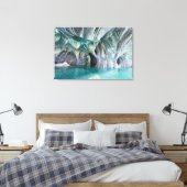 ZENAH | Glacial Blue Reflections - Abstract Marble Leinwanddruck (Insitu (Schlafzimmer))
