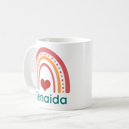 Zenaida Name Vintag Boho Rainbow Kaffeetasse (Vorderseite Links)