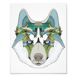 Zenart gemustert Husky Dog Blue Husky Face Fotodruck
