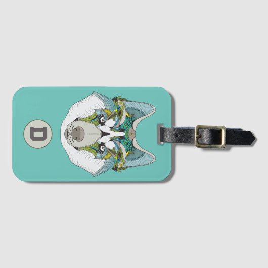 Zenart gemustert Husky Dog Blue Husky Face Gepäckanhänger (Vorderseite (Horizontal))