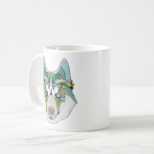 Zenart gemustert Husky Dog Blue Husky Face Kaffeetasse (Vorderseite Links)