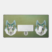 Zenart gemustert Husky Dog Blue Husky Face Schreibtischunterlage (Tastatur & Maus)