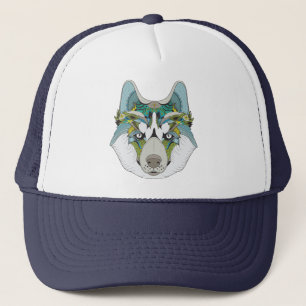 Zenart gemustert Husky Dog Blue Husky Face Truckerkappe