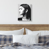 Zendaya | Schwarz-Weiß-Porträtmalerei Leinwanddruck (Insitu (Schlafzimmer))