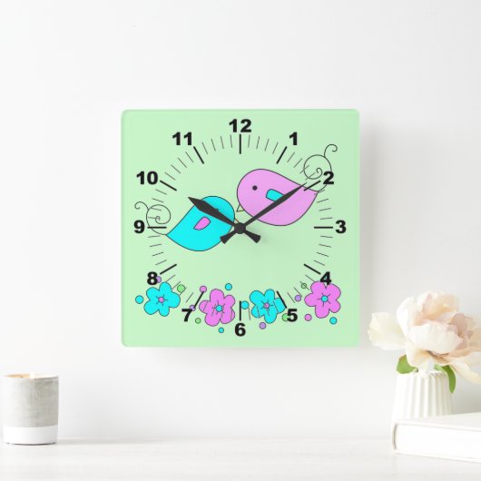 Zender Birds Wall Clock Quadratische Wanduhr (Zuhause)