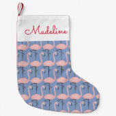 Zender Flamingo-Muster| Name hinzufügen Kleiner Weihnachtsstrumpf (Vorderseite)