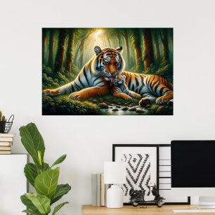 Zender Tigers Moment in der Naturmalerei Poster