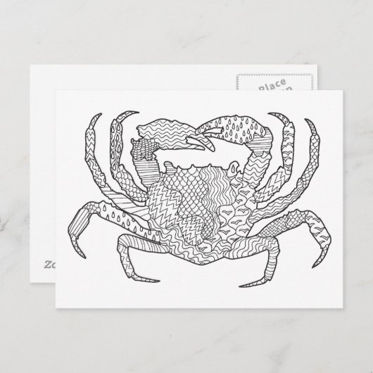 Zendoodle Crab Postkarte (Vorne/Hinten)