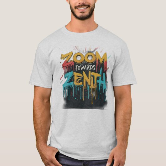 Zenith Bound: Abstrakte kosmische Reise T-Shirt (Vorderseite)