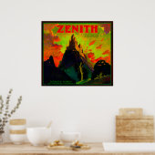 Zenith Orange LabelWhittier, CA Poster (Küche)