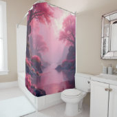 Zenlandschaft in Flamingo-Rosa Duschvorhang (Beispiel)
