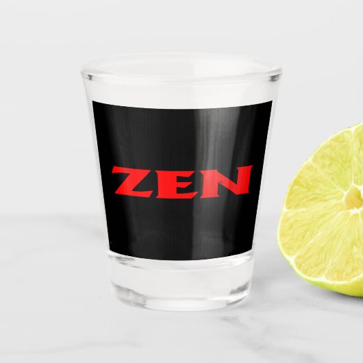 Zenrotes Schwarz-Schuss-Glas Schnapsglas (Vorderseite)