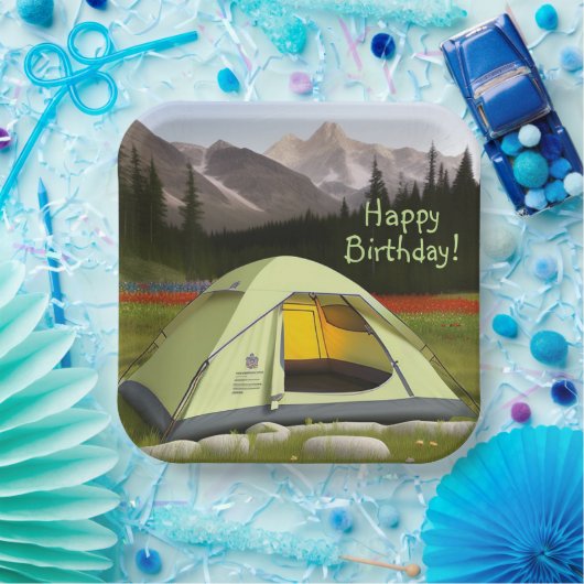 Zent Camping Birthday Pappteller (Party)