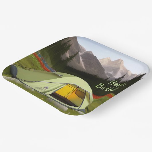 Zent Camping Birthday Pappteller (Gewinkelt)