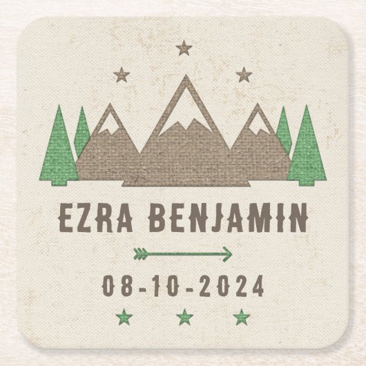 Zent Leinwand Camping Bar Mitzvah Personalisiert Rechteckiger Pappuntersetzer (Vorderseite)