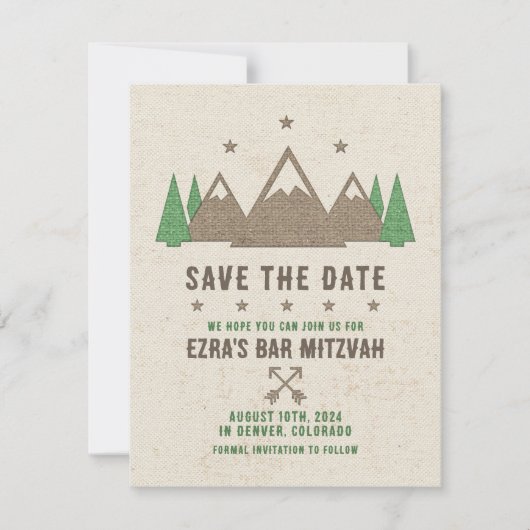 Zent Leinwand Camping Bar Mitzvah Save The Date (Vorderseite)