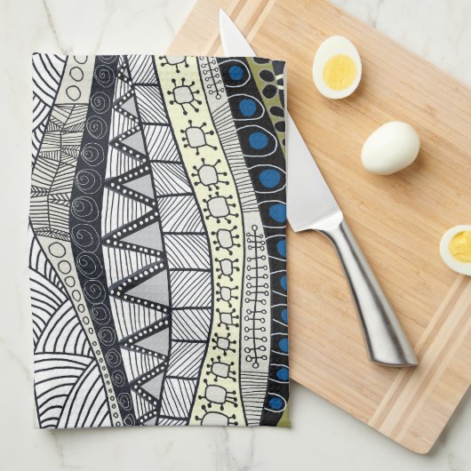 Zentangle Abstract Mosaic Kitchen Tea Towel Geschirrtuch (Viertel Falte)