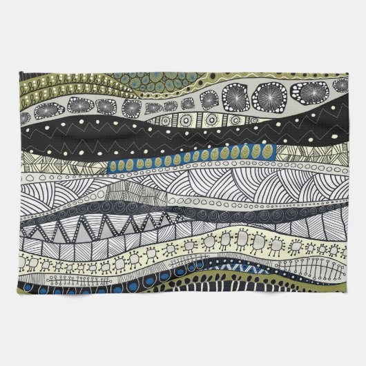 Zentangle Abstract Mosaic Kitchen Tea Towel Geschirrtuch (Horizontal)
