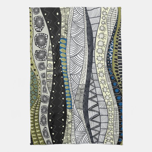 Zentangle Abstract Mosaic Kitchen Tea Towel Geschirrtuch (Vertikal)