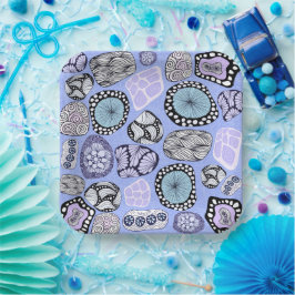 Zentangle, Abstrakte, florale Papierplatte Pappteller