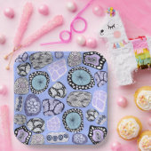 Zentangle, Abstrakte, florale Papierplatte Pappteller (Party)