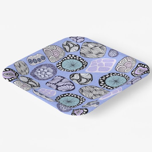 Zentangle, Abstrakte, florale Papierplatte Pappteller (Gewinkelt)