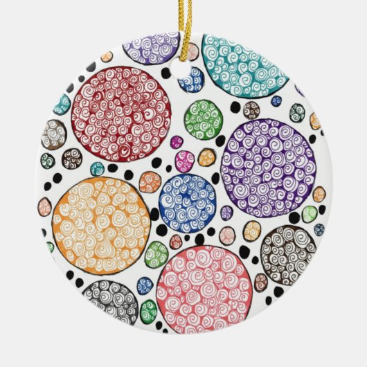 Zentangle circles pattern keramik ornament (Vorne)