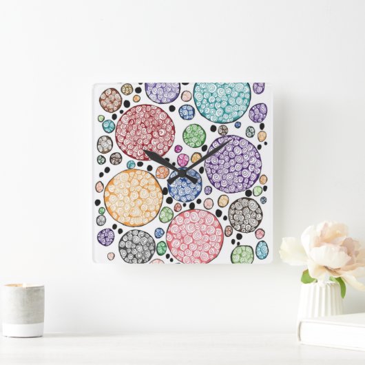 Zentangle circles pattern quadratische wanduhr (Zuhause)
