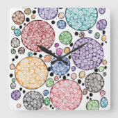 Zentangle circles pattern quadratische wanduhr (Vorderseite)
