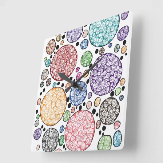 Zentangle circles pattern quadratische wanduhr (Winkel)