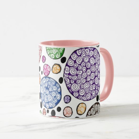 Zentangle circles pattern tasse (VorderseiteRechts)