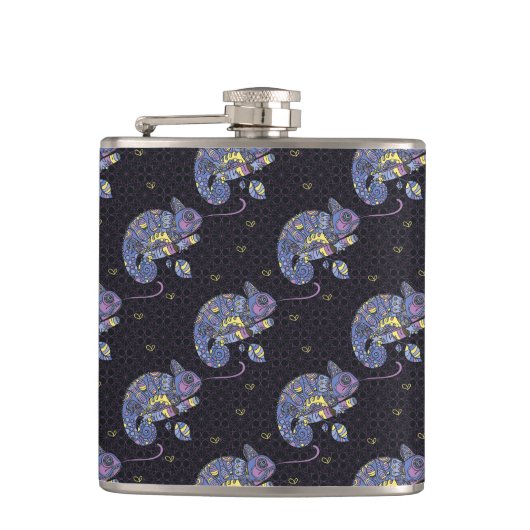 Zentangle Eidechse Flachmann (Vorderseite)