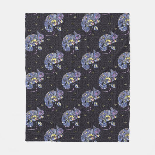 Zentangle Eidechse Fleecedecke (Vorderseite)