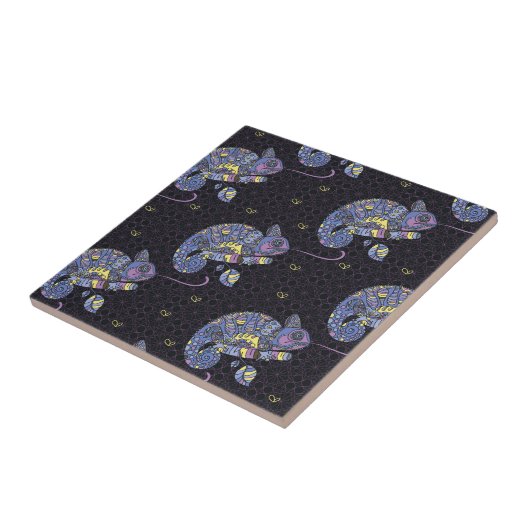 Zentangle Eidechse Fliese (Seite)