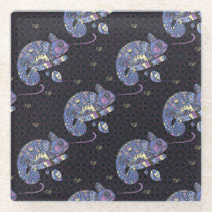 Zentangle Eidechse Glasuntersetzer