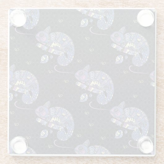 Zentangle Eidechse Glasuntersetzer (Rückseite)